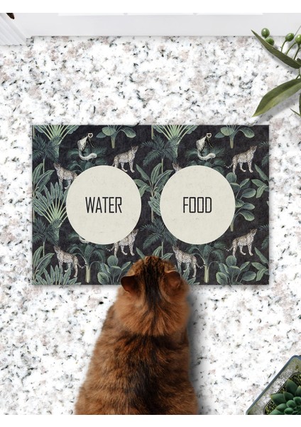 Jungle Leopard Kedi Köpek Eğitim Mama Paspası ve Beslenme Altlığı