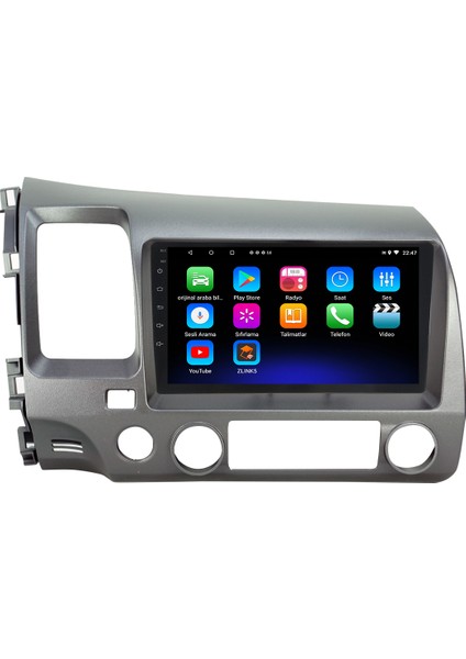 Honda Civic Fd6 Android 12 Kablosuz Carplay Navigasyon Multimedya Ekran Teyp - MY-0609W-