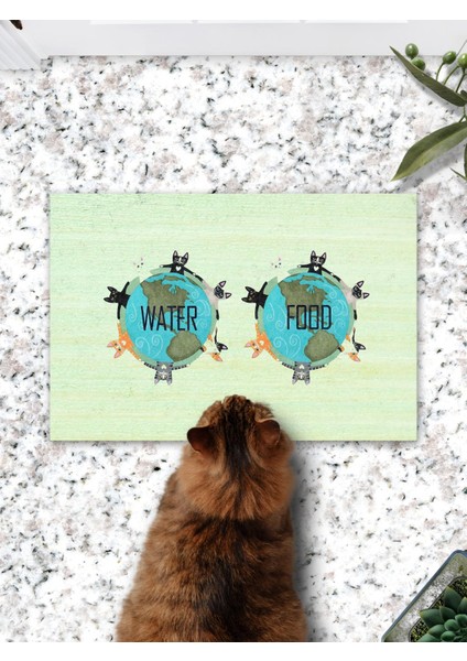 Dünya Kediler Kedi Köpek Eğitim Mama Paspası ve Beslenme Altlığı