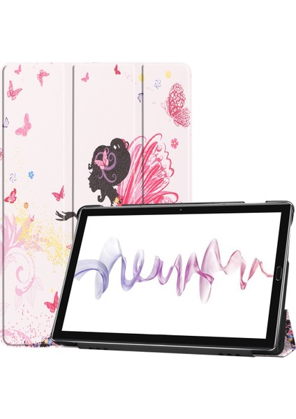 Huawei Mediapad M6 10.8 Renkli Deri Kılıf Beyaz (Yurt Dışından)