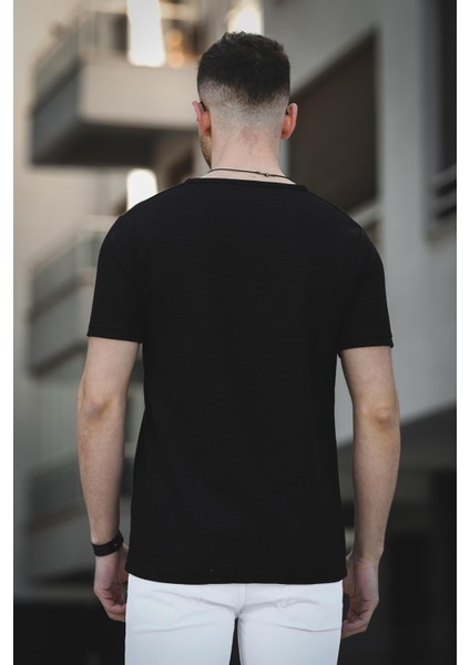 Ivy Otoban Kumaş Fermuarlı V Yaka Erkek Tshirt