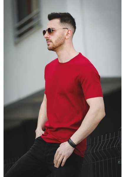 Ronath Slim Fit Waffle Desen Bisiklet Yaka Basic Erkek Tshirt fiyatları