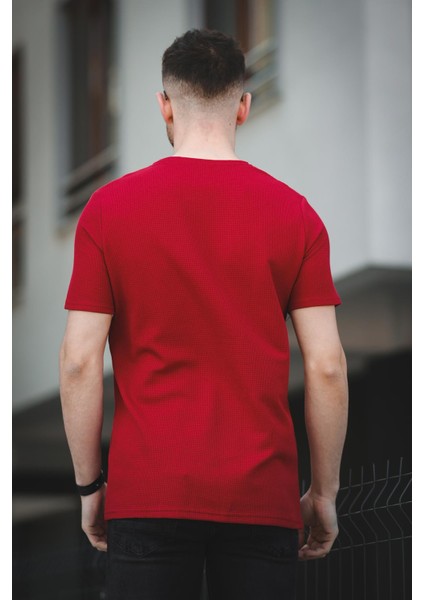 Ronath Slim Fit Waffle Desen Bisiklet Yaka Basic Erkek Tshirt fırsatları