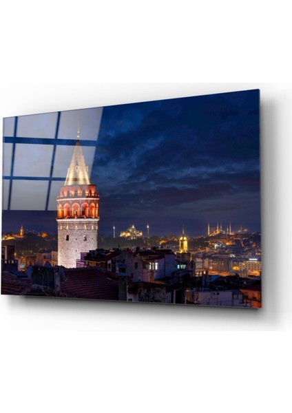 Eliza Home Galata Kulesi Cam Tablo