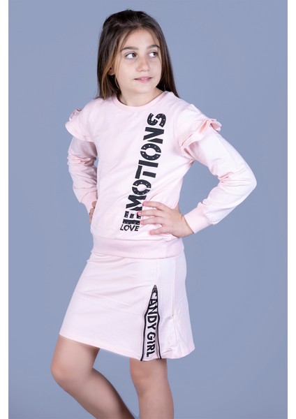 Toontoy Kız Çocuk Baskılı Etek Fermuar Detaylı Takım fiyatları