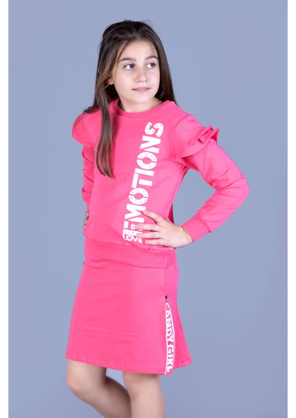 Toontoy Kız Çocuk Baskılı Etek Fermuar Detaylı Takım modelleri