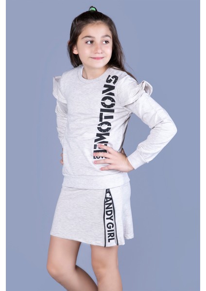 Toontoy Kız Çocuk Baskılı Etek Fermuar Detaylı Takım fırsatları