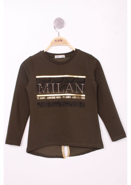 Kız Çocuk Milan Baskılı Sweatshirt - Antrasit Melanj - 8 Yaş