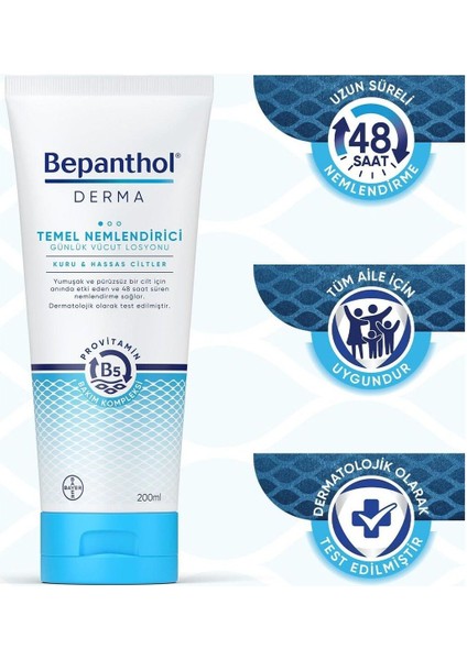 Derma Temel Nemlendirici Günlük Vücut Losyonu 200ML