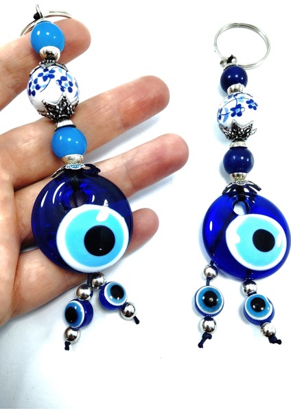 Nazar Boncuğu Anahtarlık El Yapımı Cam Dekoratif Hediyelik Set