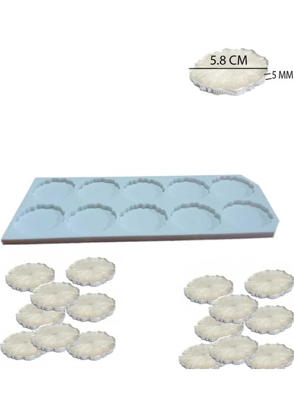 Epoksi Silikon Kalıp Tırtıklı Kenar Magnet Kalıbı 5.8 cm 10 Lu