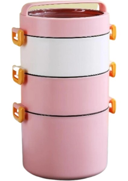 Bento Üçkatlı 1800 ml Paslanmaz Çelik Kolay Kilitlenir Sefer Tası -Yemek Kutusu