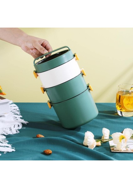 Bento Üçkatlı 1800 ml Paslanmaz Çelik Kolay Kilitlenir Sefer Tası -Yemek Kutusu