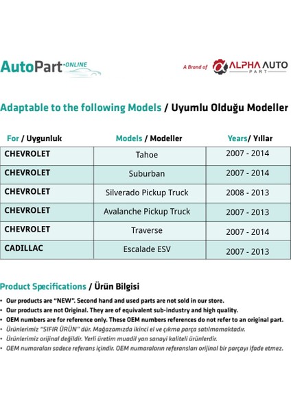 GMC Yukon, Yukon XL için Yan Ayna Dişlisi fırsatları