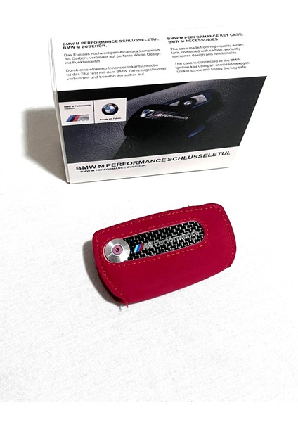 Bmw F10 F20 F30 Alacantra M Performance Anahtar Kılıfı Anahtarlık Car Keychain Bmw Tam Kırmızı Model