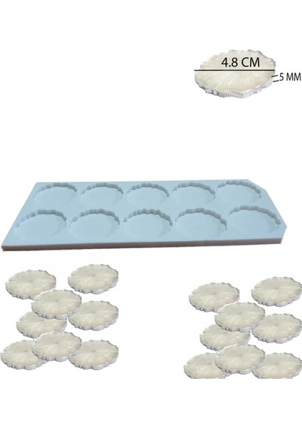 Epoksi Silikon Kalıp Tırtıklı Kenar Magnet Kalıbı 4.8 cm 10 Lu