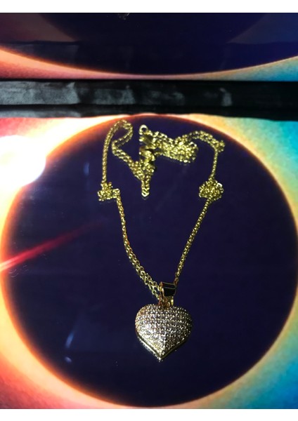 Kalp Şekilli Zirkon Taşlı Gold Kararmaz Çelik Kolye fiyatları