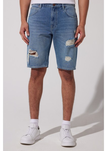Regular Fit Normal Kesim %100 Pamuk Normal Bel Mavi Jean Kot Şort