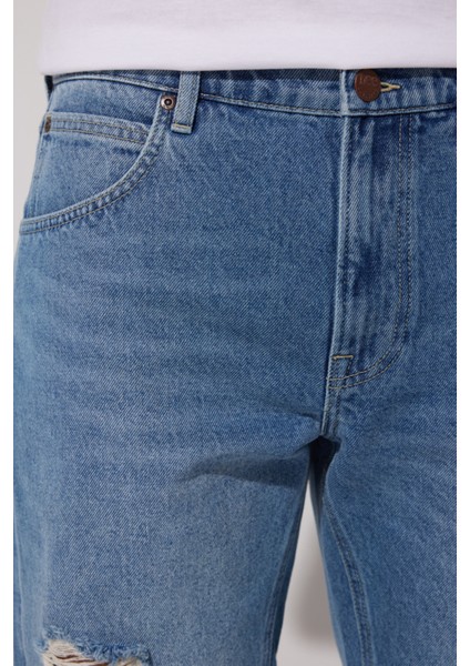 Regular Fit Normal Kesim %100 Pamuk Normal Bel Mavi Jean Kot Şort