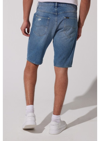 Regular Fit Normal Kesim %100 Pamuk Normal Bel Mavi Jean Kot Şort