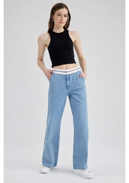 Wide Leg Jean Uzun %100 Pamuk Pantolon A0486AX23SP