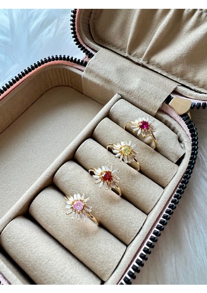 14 Ayar Altın Pembe Taşlı Çiçek Yüzük KRS1027-V1-1414R indirimleri