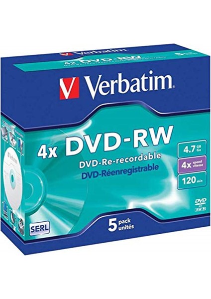 Verbatım Dvd-Rw 4.7gb 4x Matte/sılv 5pk Jc Datalıfeplus