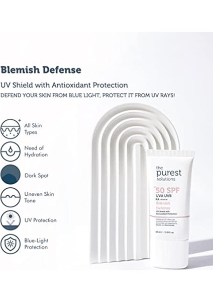 Lekeli Ciltler Için Antioksidan Destekli Güneş Kremi, 50+ Spf Uva/uvb Blemish Defense - Antioxidant