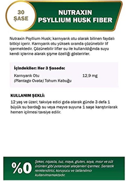 Nutraxın Psyllıum Husk 30 * 5gr 1 Paket(1 X 30 Stück)