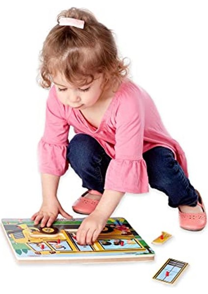 Melissa & Doug Ahşap Sesli Yapboz, The Wheels On The Bus Şarkılı Yapboz, 2 Yaş ve Üzeri Erkek Veya