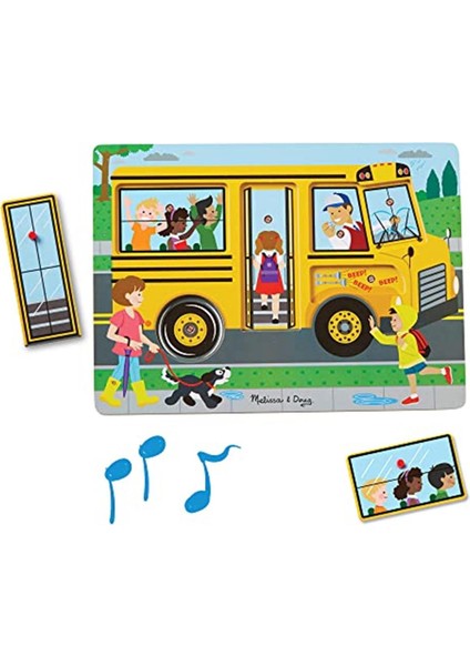 Melissa & Doug Ahşap Sesli Yapboz, The Wheels On The Bus Şarkılı Yapboz, 2 Yaş ve Üzeri Erkek Veya