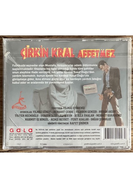 Çirkin Kral Affetmez (1967) VCD Film 'yılmaz Güney - Nebahat Çehre'