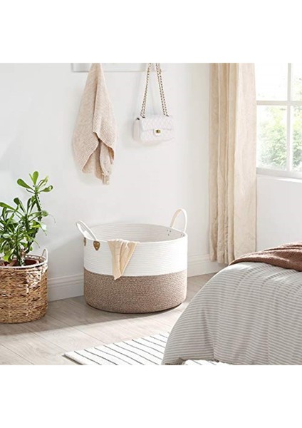 Pamuk Halat Sepeti, Tutma Saplı Pamuk Çamaşır Sepeti 100l, Oyuncak Elbise Battaniye Için, fiyatları