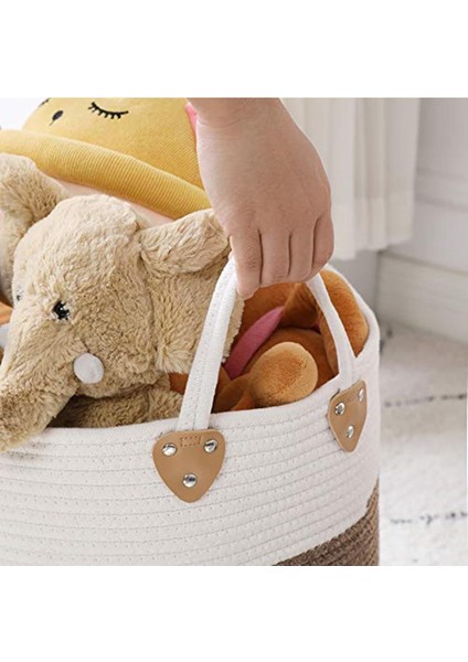 Pamuk Halat Sepeti, Tutma Saplı Pamuk Çamaşır Sepeti 100l, Oyuncak Elbise Battaniye Için, fırsatları