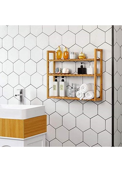 Banyo Rafı, Bambu, Bitki Rafı, Ayarlanabilir 3 Zeminli, Duvara Monte, Oturma Odası, Korido fırsatları