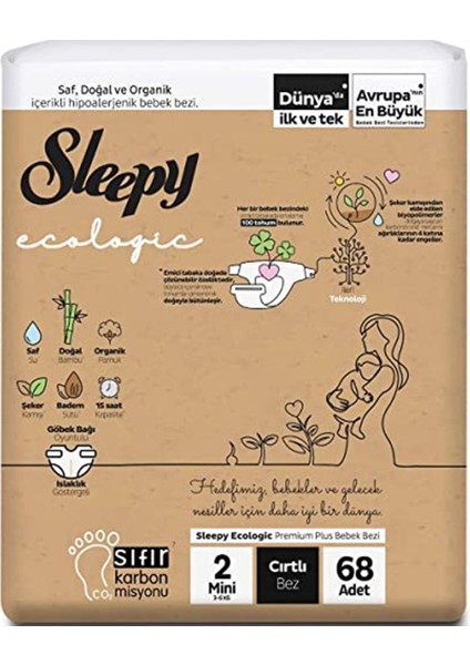 Ecologic Ekonomik Paket Bebek Bezi 2 Numara Mini 68 Adet fiyatları