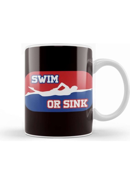 Swim Or Sink Swimmer Swimming Indoor Pool Water Sports Coach Kupa Bardak Porselen