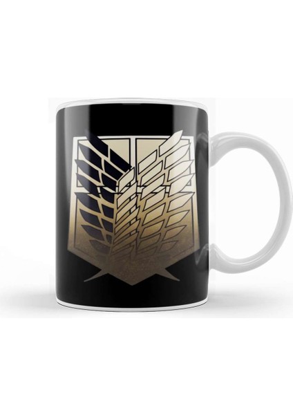 Survey Corps Logo Golden Attack On Titan Kupa Bardak Porselen