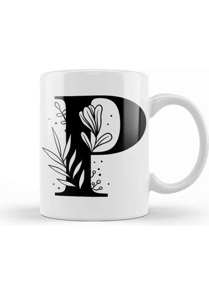 P Harfi Kupa Bardak Porselen