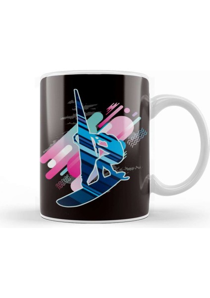 Windsurfing Abstract Windsurfer Sailboarding Water Sports Kupa Bardak Porselen