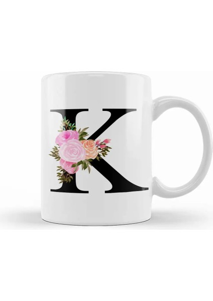 K Harfi Kupa Bardak Porselen