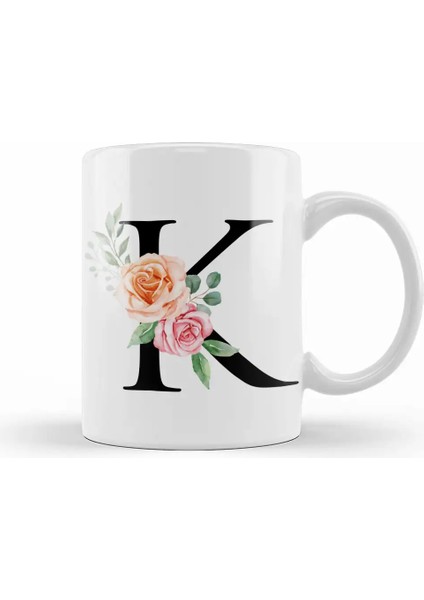 K Harfi Kupa Bardak Porselen