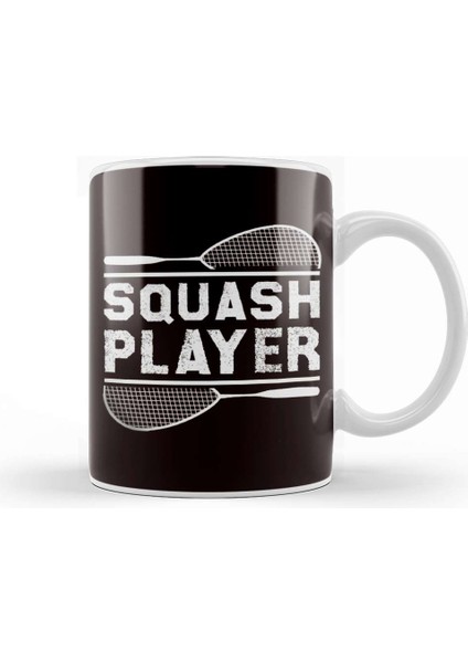 Squash Player Racket Ball Sports Indoor Tennis Court Match Kupa Bardak Porselen