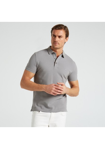 Nautıca Erkek Gri Slım Fıt Kısa Kollu Polo K35052T.0HF