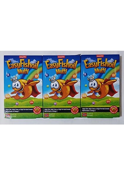 EasyFishoil Multi + Omega 3 30 Çiğnenebilir Jel Form ( 3'Lü Set )