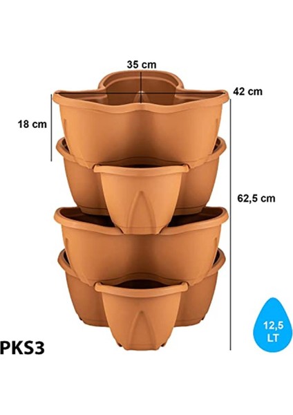 Pks3 Pamukkale Saksı 62,2 Cm, 12,5 Litre Dekoratif Saksı Antrasit