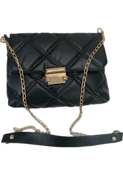 2290 Yumuşak Kapitoneli Kadın Omuz Çapraz Çanta - Siyah