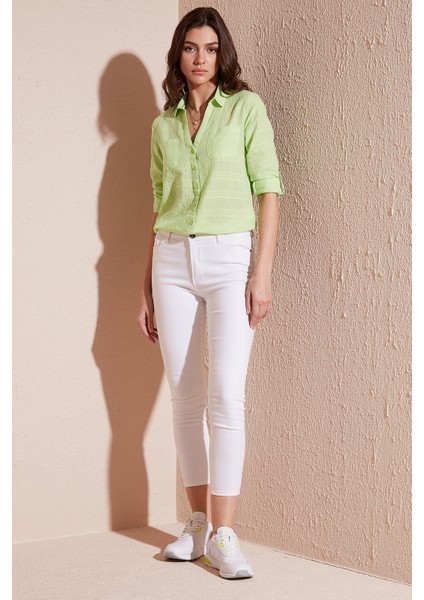 Pamuklu Çift Cepli Slim Fit Katlanabilir Kollu Ince Gömlek Bayan Gömlek 514257518 fiyatları