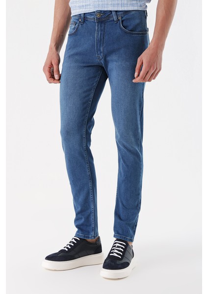 Erkek Mavi Lavezzi Deep Denim 5 Cep Slim Fit Pantolon