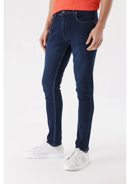 Erkek Lacivert Lavezzi Deep Denim 5 Cep Slim Fit Pantolon